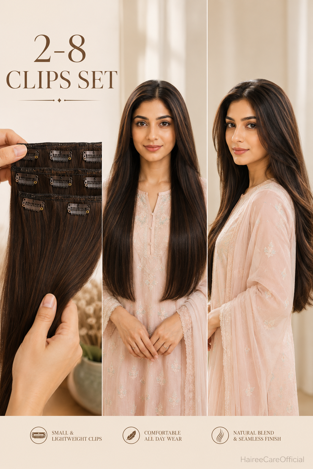 Clip-in Extensions Set (2 clips to 8 Clips )