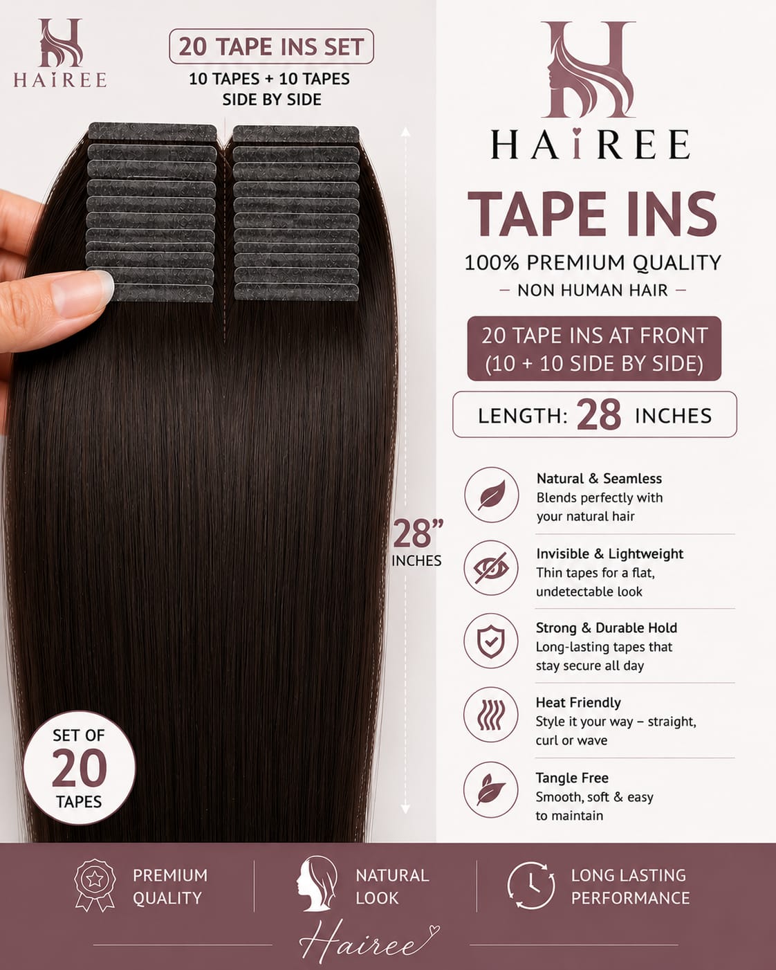 Tape-in Extensions (15 Tape ins to 40 Tape Ins )Straight