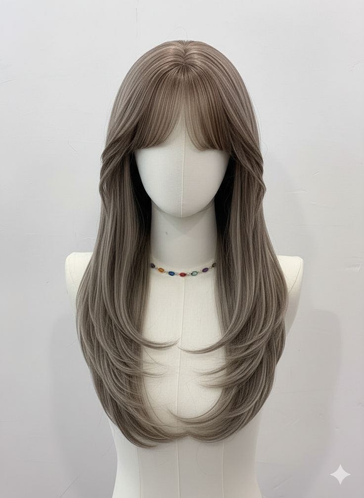Front Bang Puff Full Head Wig Straight